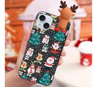 Yoedge Christmas Phone Case for iPhone 15 6.1" with 3D Cute Cartoon Doll,Soft TPU Silicone with Christmas Tree Aesthetics Pattern, Shockproof Matte Xmas Black Cover,for Women and Girls