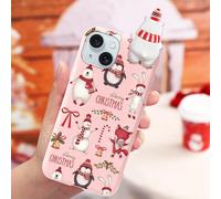 Yoedge Christmas Phone Case for iPhone 15 Plus 6.7" with 3D Cute Cartoon Doll,Soft TPU Silicone with Animal Bear Aesthetics Pattern, Shockproof Matte Xmas Pink Cover,for Women and Girls