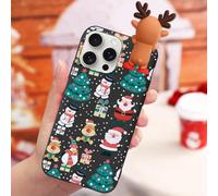 Yoedge Christmas Phone Case for iPhone 15 Pro Max 6.7" with 3D Cute Cartoon Doll,Soft TPU Silicone with Christmas Tree Aesthetics Pattern, Shockproof Matte Xmas Black Cover,for Women and Girls