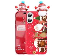 Yoedge Christmas Phone Case for iPhone 16 Plus 6.7" with 3D Cute Cartoon Doll,Soft TPU Silicone with Santa Claus Train Aesthetics Pattern,Shockproof Matte Xmas Red Cover,for Women and Girls