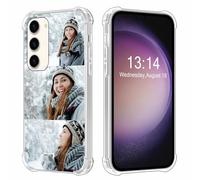 Yoedge Clear Personalised Phone Case for Samsung Galaxy A05s 6.7", 3 Image Photo Custom Design Flexible Four-Corner Airbag Silicone TPU Hard Back Rubber Shockproof Bumper Cover, for Girls Women
