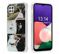 Yoedge Clear Personalised Phone Case for Samsung Galaxy A22 5G 6.6", 4 Image Photo Custom Design Flexible Four-Corner Airbag Silicone TPU Hard Back Rubber Shockproof Bumper Cover, for Girls Women