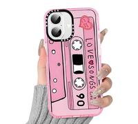 Yoedge Clear Phone Case for iPhone 16 6.1'', Cute Pink Love Songs Cassette Tape Design Case, Slim Shockproof TPU Bumper Protective Cover for Women Men Girls Boys