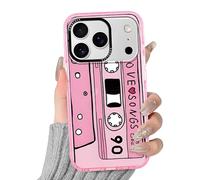 Yoedge Clear Phone Case for iPhone 17 Pro Max 6.9'', Cute Pink Love Songs Cassette Tape Design Case, Slim Shockproof TPU Bumper Protective Cover for Women Men Girls Boys