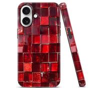 Yoedge Collage Mosaic Tile Phone Case Compatible with Samsung Galaxy A15 5G 6.5", Red Mosaic Tile Preppy Design Glossy Hybrid 2-Layer Soft TPU Hard PC Phone Cover for Girls Women
