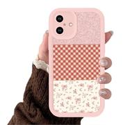 Yoedge Compatible for Samsung Galaxy A03s 4G 6.5" Aesthetic Checkered Collage Phone Case, Cute Red Gingham Flower Design Full Camera Lens Soft Silicone Phone Cover for Girls Women