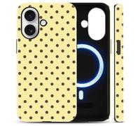 Yoedge Compatible for Samsung Galaxy S20 FE 5G/S20 Lite 6.5" Aesthetic Yellow Magnetic Phone Case, Cute Brown Polka Dots Design Hybrid 2-Layer Compatible with MagSafe Phone Cover for Girls Women