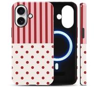 Yoedge Compatible for Samsung Galaxy S20 FE 5G/S20 Lite 6.5" Cute Stripe Red Polka Dots Magnetic Phone Cover, Striped Design Compatible with MagSafe Hybrid 2-Layer Phone Case for Girls Women