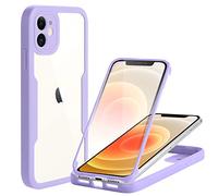Yoedge Compatible with Apple iPhone 11 Case 6.1 inch, 360° Full Body Shockproof Protective Case with Built-in Screen Protector Silicone TPU Bumper Clear Stylish Design Cover, Purple