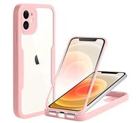 Yoedge Compatible with Apple iPhone 11 Case 6.1 inch, 360° Full Body Shockproof Protective Case with Built-in Screen Protector Silicone TPU Bumper Clear Stylish Design Cover, Pink