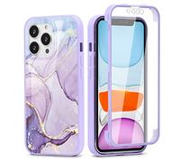Yoedge Compatible with Apple iPhone 12 Case 6.1 inch, 360° Full Body Shockproof Protective Case with Built-in Screen Protector Silicone TPU Bumper Clear Stylish Design Cover, Marble 3