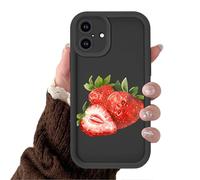Yoedge Compatible with Google Pixel 7a（5G） 6.1" Case, Aesthetic Strawberry Design Soft Silicone Slim Fit Shockproof Full Camera Lens Black Protective Phone Cover for Girls Women
