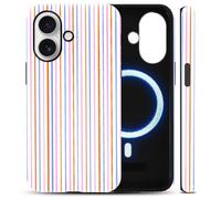 Yoedge Compatible with Samsung Galaxy S20 FE 5G/S20 Lite 6.5" Orange Pink Stripe Magnetic Phone Case, Blue Striped Design for Girls Women Compatible with MagSafe 2-in-1 Layer Phone Cover