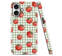 Yoedge Cute Gingham Phone Case Compatible for Samsung Galaxy A26 5G 6.64", Aesthetic Checkered Tomato Design 2-in-1 Layer Glossy Soft TPU Hard PC Phone Cover for Girls Women