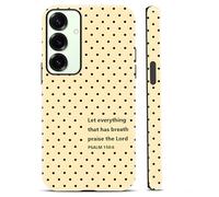 Yoedge Cute Jesus Bible Verses Black Polka Dot Phone Case for Samsung Galaxy S25+ 5G 6,7", Trendy Pattern Hybrid 2 Layer Hard Shell Protective Silicone Glossy Case for Women Girls