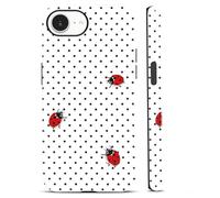 Yoedge Cute Phone Case for iPhone 16E/iPhone 17E 6.1'', Minimalist Black Polka Dot Ladybug Trendy Kawaii Coquette Case, Shockproof 2-in-1 Double Protective Cover for Women Girls