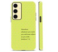 Yoedge Cute Pink Polka Dot Jesus Bible Verses Pattern Phone Case for Samsung Galaxy S25 5G 6,2", Aesthetic Design Glossy Cover Hard PC Shockproof Soft TPU Protection Funda for Girls Women