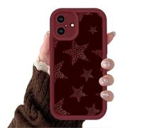 Yoedge Cute Star Phone Case for Samsung Galaxy A56 6.7", Aesthetic Stars Burgundy Design Trendy Cases Soft Silicone Shockproof Full Camera Lens Phone Cover for Girls Women