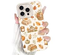 Yoedge Fall Cottage Pumpkin Phone Case for Samsung Galaxy A03s 4G 6.5" | Autumn Aesthetic Leaves Cottage Coffee Cream Brown Vintage Pattern Soft Silicone TPU Phone Cover Shockproof for Women Girls