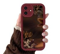 Yoedge Fall Floral Phone Case for iPhone 15 Pro 6.1", Stylish Autumn Lily Flower Flowers Design Cover Soft Silicone Full Camera Lens Shockproof Phone Cases for Women Girls