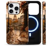 Yoedge Fall Paris Cafe Magnetic Phone Case for Samsung Galaxy A05S 6.7" | Autumn Paris Leaf Compatible with MagSafe Orange Brown Classic Pattern Hybrid 2-Layer Hard PC Soft TPU Cover for Women Girls