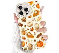 Yoedge Fall Pumpkin Spice Phone Case for Samsung Galaxy A03s 4G 6.5" Orange | Autumn Aesthetic Leaf Coffee Pastry Cream Orange Simple Design Soft Silicone Phone Cover Bumper Protection for Women Girls