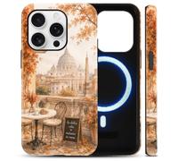 Yoedge Fall Rome Dome Magnetic Phone Case for Samsung Galaxy A13 5G 6.5" | Autumn Rome Leaf Cafe Compatible with MagSafe Orange Classic Design Glossy 2-in-1 Layer Hard PC Soft TPU Case for Women Girls