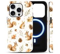 Yoedge Fall Squirrel Magnetic Phone Case for iPhone 17 Air 6.5" | Autumn Squirrels Pinecones Compatible with MagSafe Cream Brown Cute Glossy Hard PC Soft TPU Phone Cover for Women Girls