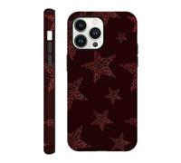 Yoedge Fall Star Phone Case for iPhone 14 Plus 6.7", Aesthetic Autumn Burgundy Stars Classic Design Matte Cases Soft TPU Hard PC Hybrid 2-Layer Phone Cover for Girls Women