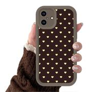 Yoedge Fall Yellow Heart Phone Case for Samsung Galaxy A52 5G 6.5", Cute Hearts Brown Aesthetic Autumn Design Cases Full Camera Lens Shockproof Soft Silicone Phone Cover for Women Girls