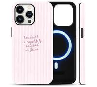 Yoedge Jesus Bible Verse Striped Magnetic Phone Case for Apple iPhone 13 Pro Max 6.7", God Stripe Pink Design Compatible with MagSafe Hybrid 2-Layer Phone Cover for Girls Women