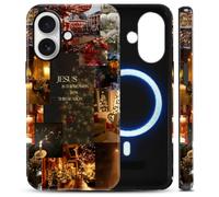 Yoedge Jesus Phone Case Magnetic for Samsung Galaxy S25 FE 6.7", Positive Quotes Christmas Tree Collage Classic Design Cover Hybrid 2-Layer Compatible with MagSafe Phone Cases for Girls Women