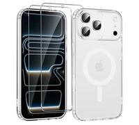 Yoedge Magnetic Cover for ie 17 Pro 6.5 Inches [Compatible with MagSafe], Transparent Case with 2 Tempered Glass Films, Silicone TPU Shockproof Bumper Case for iP17 Pro