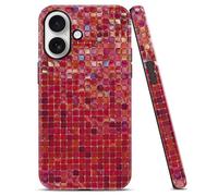 Yoedge Mosaic Tile Collage Phone Case Compatible for Samsung Galaxy A06 6.7", Red Mosaic Tile Design Hybrid 2-Layer Soft TPU Hard PC Glossy Phone Cover for Girls Women