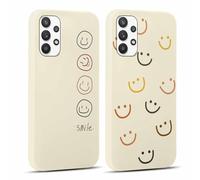 Yoedge Pack of 2 Mobile Phone Case for Samsung Galaxy A32 4G Case 6.4 Inches, Smiley Face Cute Painted Design Girls Aesthetic Mobile Phone Case Thin Soft Slim Silicone Flexible TPU Shockproof