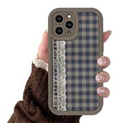 Yoedge Phone Case for Apple iPhone 17 Pro Max 6.9", Cute Plaid Girly Pretty Lace Aesthetic Gingham Retro Design Case Protective Cover for Girls Women