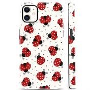 Yoedge Phone Case for iPhone 12/iPhone 12 Pro 6.1'', Cute Polka Dots Red Ladybug Kawaii Trendy Coquette Case, Shockproof 2-in-1 Double Protective Cover for Women Girls