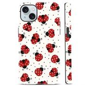 Yoedge Phone Case for iPhone 15 6.1'', Cute Polka Dots Red Ladybug Kawaii Trendy Coquette Case, Shockproof 2-in-1 Double Protective Cover for Women Girls