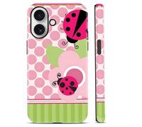 Yoedge Phone Case for iPhone 17 6.3'', Cute Pink Floral Polka Dot Ladybug Y2K Kawaii Coquette Case, Shockproof 2-in-1 Double Protective Cover for Women Girls