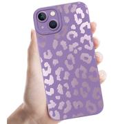 Yoedge Purple Leopard Print for iPhone 14 6.1 Inch Phone Case,Cute Cheetah Pattern Aesthetic Design for Women Girls,Soft Silicone Slim Profile Cover,Anti-Slip Shockproof Protective Girly Camera