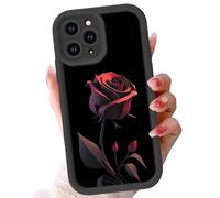 Yoedge Red Rose Phone Case Compatible with Samsung Galaxy A03s 4G 6.5", Aesthetic Pattern Design for Girls Women Soft Black Silicone Slim Fit TPU Shockproof Protective Cover