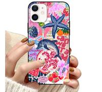 Yoedge Summer Phone Case for iPhone 12/iPhone 12 Pro 6.1'', Florida Pink Beachy Dolphin & Fruit Collage Cute Aesthetic Case, Ocean Trendy Protective Scratch Resistant Shockproof Cover for Girls Women