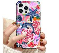 Yoedge Summer Phone Case for iPhone 16 Pro Max 6.9'', Florida Pink Beachy Dolphin & Fruit Collage Cute Aesthetic Case, Ocean Trendy Protective Scratch Resistant Shockproof Cover for Girls Women