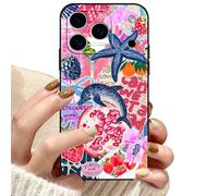 Yoedge Summer Phone Case for iPhone 17 Pro Max 6.9'', Florida Pink Beachy Dolphin & Fruit Collage Cute Aesthetic Case, Ocean Trendy Protective Scratch Resistant Shockproof Cover for Girls Women