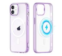 Yoedge Transparent Magnetic Case for iPhone 11 6.1 inch, with Built-in Magnets Compatible with MagSafe Charging, Slim PC + TPU Silicone Protective Shockproof Bumper Cover, Purple
