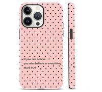 Yoedge Trendy Christian Jesus Bible Verse Quotes Print Phone Case for iPhone 13 Pro 6,1", Cute Pink Black Polka Dot Design 2-in-1 Glossy Cover Hard PC Shockproof Soft TPU Protection Girls Women Funda