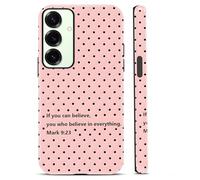 Yoedge Trendy Jesus Bible Verse Quotes Print Phone Case for Samsung Galaxy S25+ 5G 6,7", Cute Pink Black Polka Dot Design 2-in-1 Glossy Cover Hard PC Shockproof Soft TPU Protection Girls Women Funda