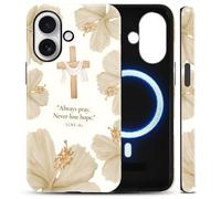 Yoedge Verse Bible Christian Magnetic Phone Case Compatible for Apple iPhone 13 Pro Max 6.7", Floral Luke 18:1 Design Compatible with MagSafe Hybrid 2-Layer Phone Cover for Girls Women