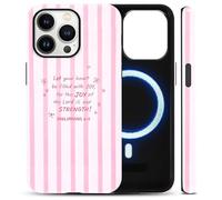 Yoedge Verse Bible Christian Magnetic Phone Case for Apple iPhone 15 Plus 6.7", Butterfly Pink Striped God Design Compatible with MagSafe Hybrid 2-Layer Phone Cover for Girls Women