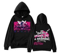Yoedoa Arcane-Jinx Hooded Sweatshirt High-definition Print Relaxed Fit Long Sleeves Hip-hop Street Style (Black,L)